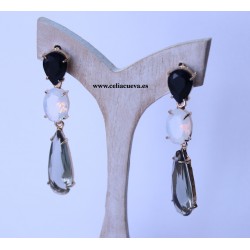 Pendientes negro, gris y blanco