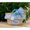 Capazo y toalla de playa para niña “rayas azules”