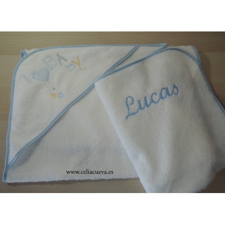 Capa de baño personalizada azul