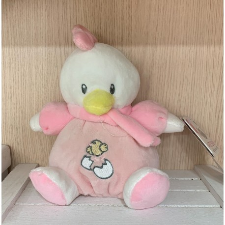 Peluche sonajero pollito rosa