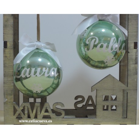 Bola Navidad Personalizada verde mint