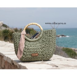 Bolso de rafia Kbas asa corta y bandolera