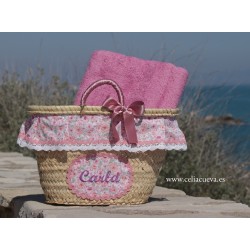 Capazo y toalla de playa para niña “Bouquet”