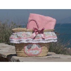 Capazo y toalla de playa para niña “Dalia”