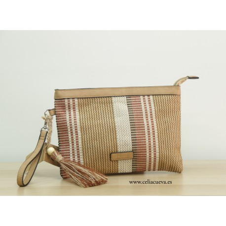 Bolso de rayas camel Kbas