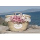 Capazo personalizado  “Celia” rosa con encaje y flores