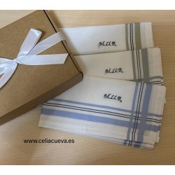 3 Pañuelos caballero iniciales o nombre