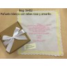 Pañuelo mujer Mod. SH02 blanco rayas rosa y amarillo “texto libre”