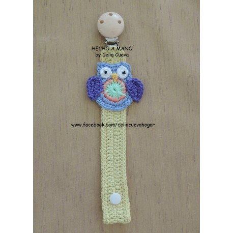 Chupetero buho crochet