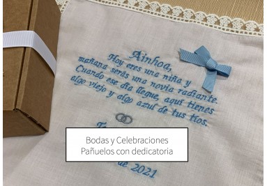 Bodas y celebraciones: pañuelos con dedicatoria bordada